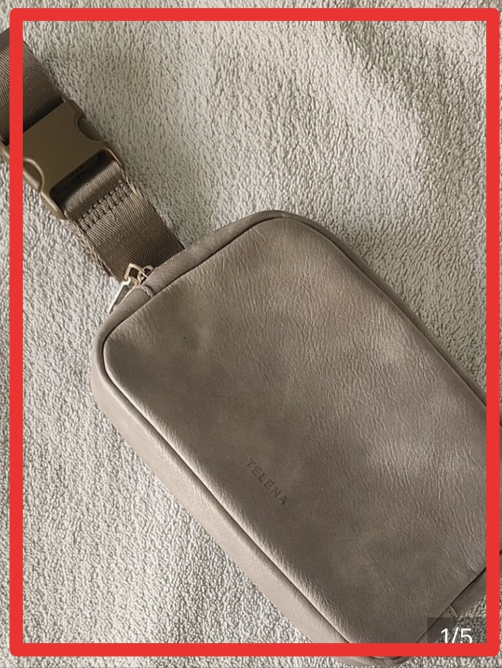 Grey Leather Gold Hardware Crossbody Belt Bag